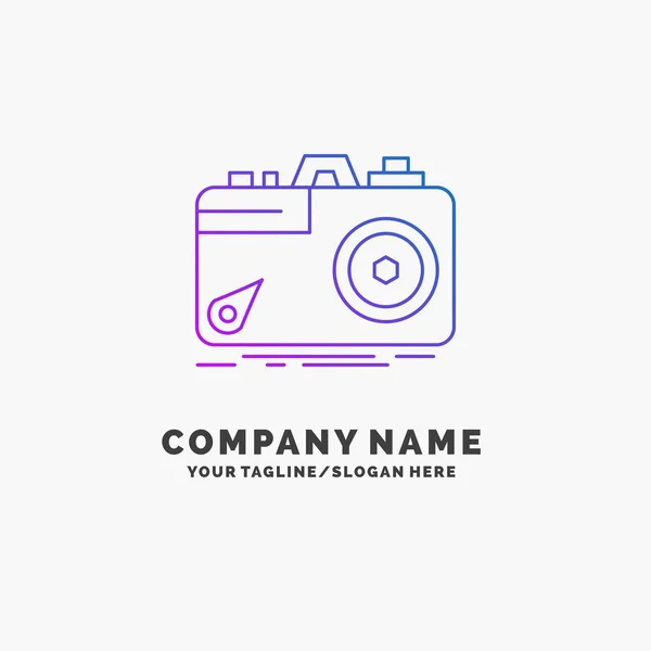 Camera Fotografie Vastleggen Foto Diafragma Paarse Business Logo Template Plaats — Stockvector