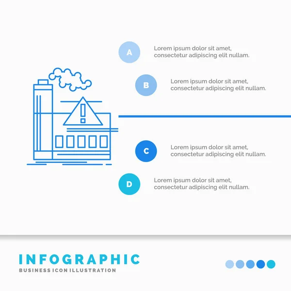 Pollution Factory Air Alert Industry Infographics Template Website Presentation Line — Stock Vector