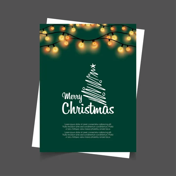 Feliz Navidad Luces Brillantes Fondo Verde — Vector de stock