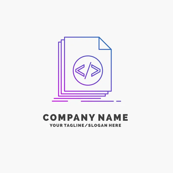 コード コーディング ファイル プログラミング スクリプト 紫のビジネスのロゴのテンプレートです キャッチ フレーズのための場所 — ストックベクタ