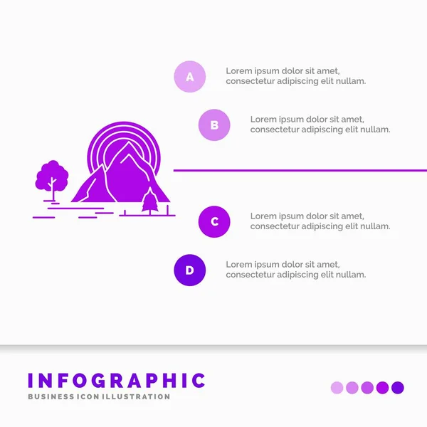 Гора Холм Ландшафт Природа Радуга Инфографическая Иллюстрация Стиле Иконки Glyph — стоковый вектор