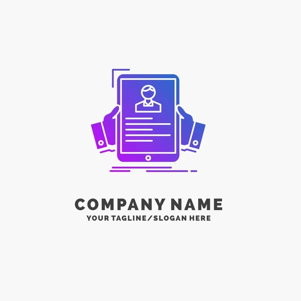 Resume Employee Hiring Profile Purple Business Logo Template Place Tagline — Stock Vector