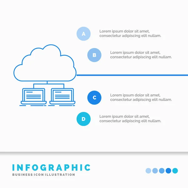 Cloud Network Server Internet Data Infographics Template Website Presentation Line — Stock Vector