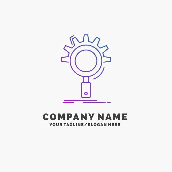 Seo Pesquisa Otimização Processo Configuração Purple Business Logo Template Lugar — Vetor de Stock