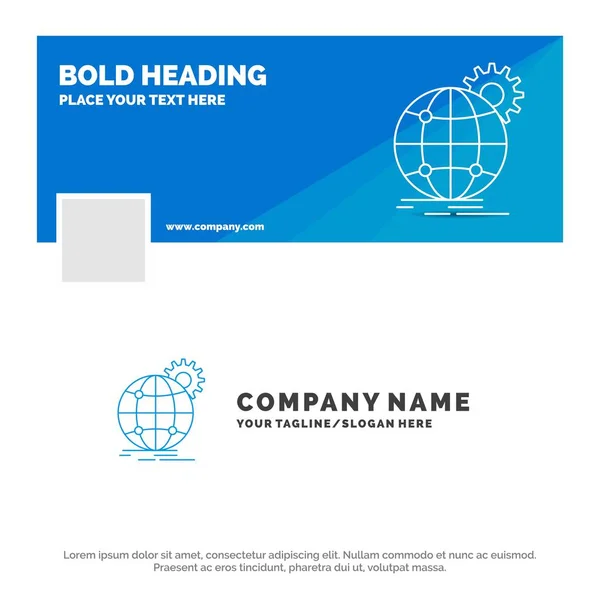 Blaue Logo Vorlage Für Internationale Geschäftliche Weltweite Weltweite Ausrüstung Facebook — Stockvektor