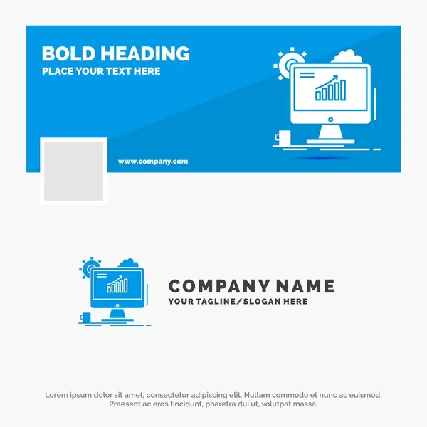 Blue Business Logo Template Analytics Chart Seo Web Setting Facebook — Stock Vector