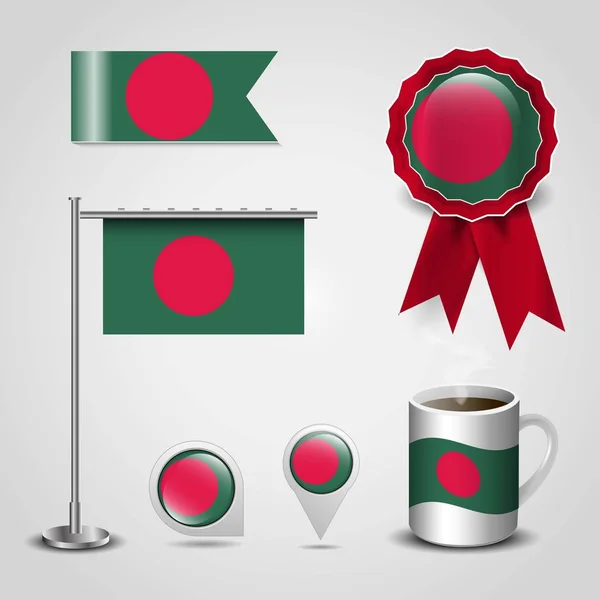 Bangladesh Bandera Insignia Diseño Vector — Vector de stock