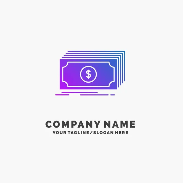 Dinheiro Dólar Finanças Fundos Dinheiro Purple Business Logo Template Lugar — Vetor de Stock