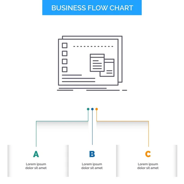 Окно Mac Операционная Программа Business Flow Chart Design Шагами Линия — стоковый вектор