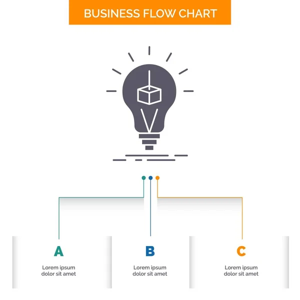 Cube Идея Лампочка Печать Коробка Business Flow Chart Design Шагами — стоковый вектор