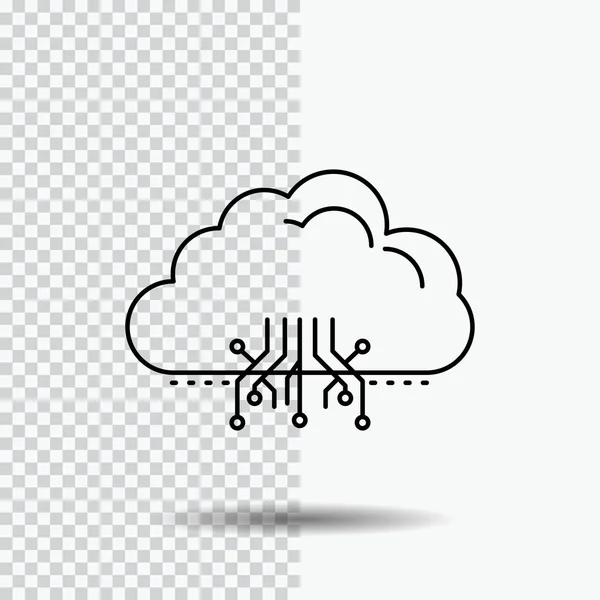 Cloud Computing Data Hosting Network Line Icon Transparent Background Black — Stock Vector