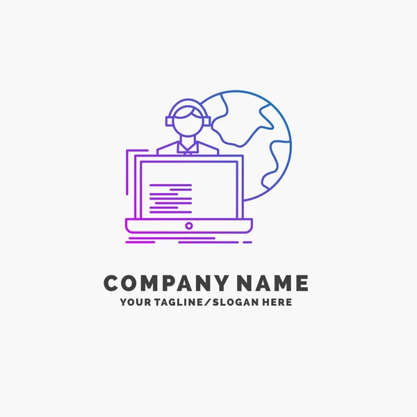 Uitbesteden Outsourcing Toewijzing Menselijke Online Paarse Business Logo Template Plaats — Stockvector