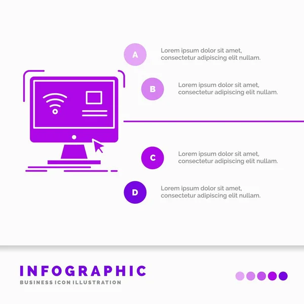 Controle Computador Monitor Remoto Inteligente Modelo Infográficos Para Site Apresentação —  Vetores de Stock