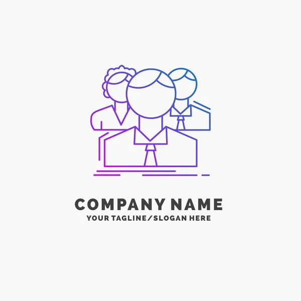 Grupo Multijugador Personas Equipo Línea Purple Business Logo Template Lugar — Vector de stock
