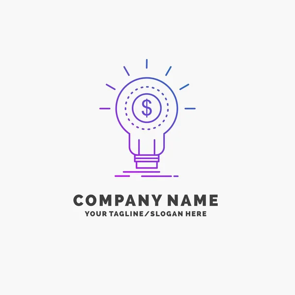 Finanças Financeira Ideia Dinheiro Startup Purple Business Logo Template Lugar — Vetor de Stock