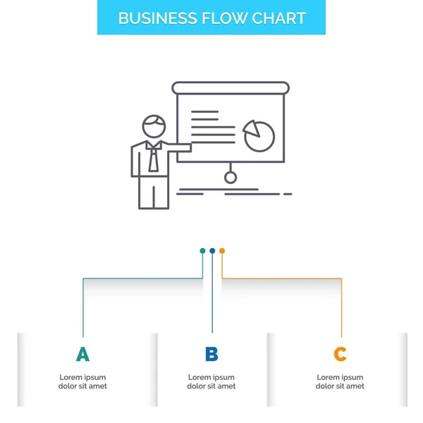 Grafik Besprechung Präsentation Bericht Seminar Business Flow Chart Design Mit — Stockvektor
