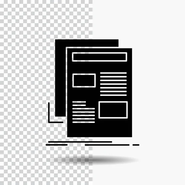 Noticias Boletín Periódico Medios Comunicación Papel Glyph Icono Sobre Fondo — Vector de stock