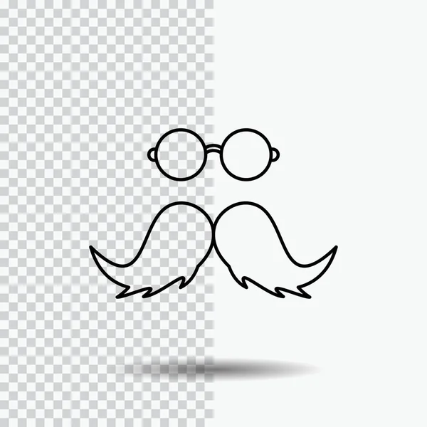 Moustache Hipster Movember Male Men Line Icon Transparent Background Black — Stock Vector