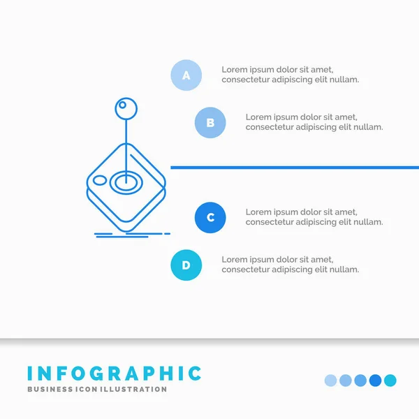 Arcade Juego Juego Joystick Stick Plantilla Infografías Para Sitio Web — Vector de stock