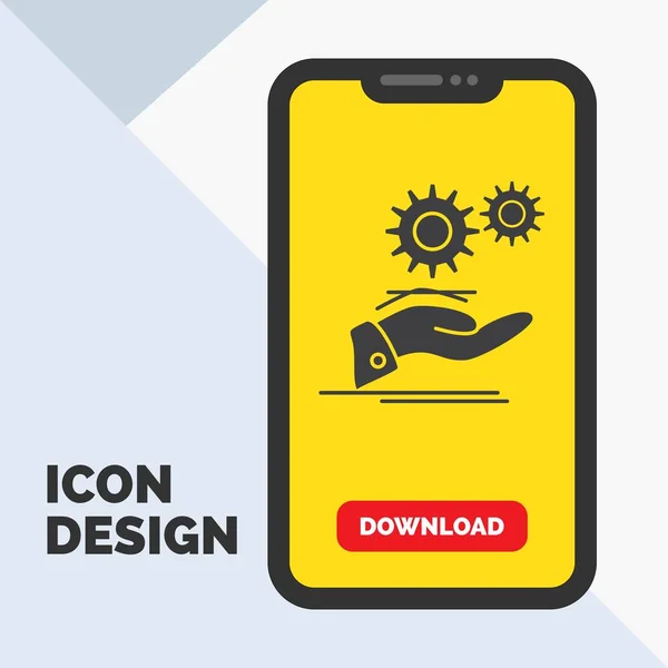 Solución Mano Idea Engranaje Servicios Glyph Icono Mobile Para Página — Vector de stock