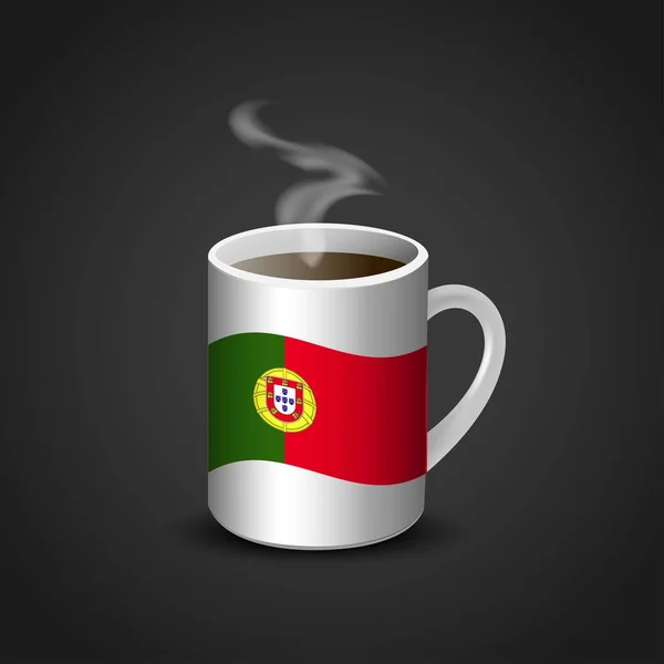 Флаг Португалии Распечатанный Кубке Горячего Кофе — стоковый вектор