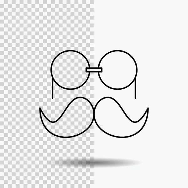 Moustache Hipster Movember Lunettes Hommes Line Icon Sur Fond Transparent — Image vectorielle