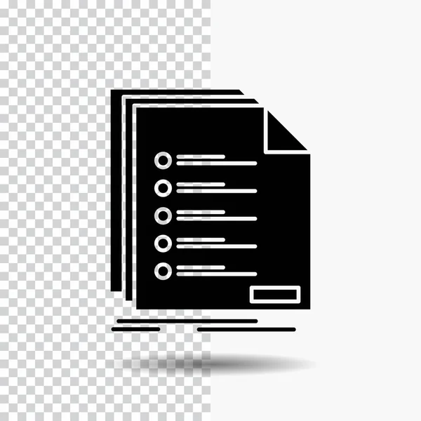 Check Filing List Listing Registration Glyph Icon Transparent Background Black — Stock Vector