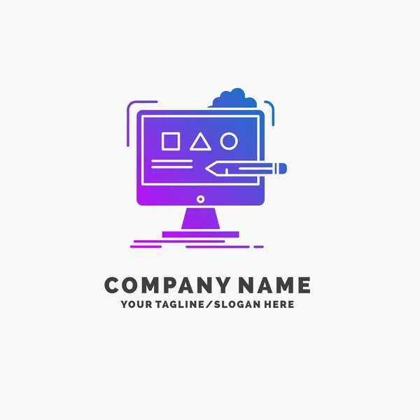 Arte Computador Design Digital Estúdio Purple Business Logo Template Lugar —  Vetores de Stock