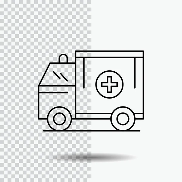 Ambulance Camion Médical Aide Van Line Icon Sur Fond Transparent — Image vectorielle