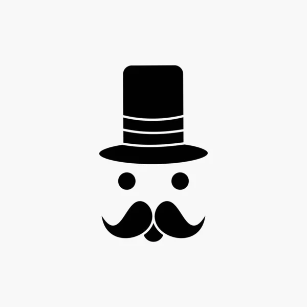 Snor Hipster Movember Santa Clausule Hat Glyph Pictogram Vectorillustratie Geïsoleerd — Stockvector