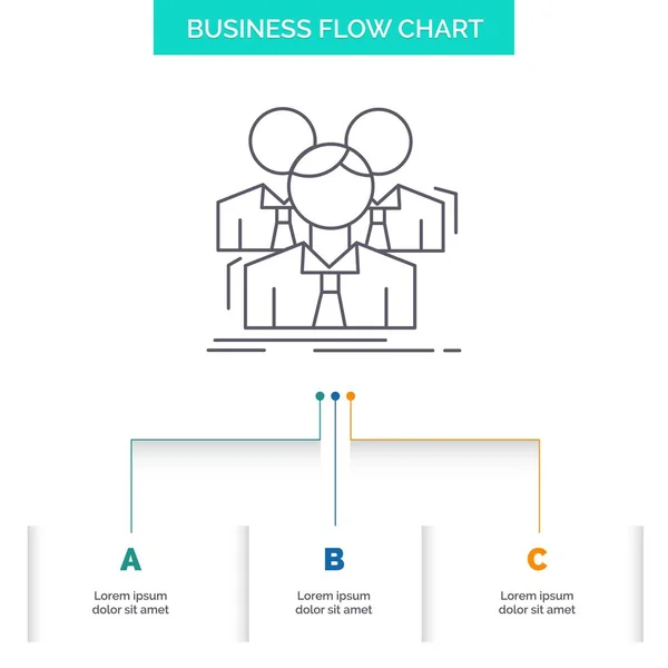 Team, teamwork, Business, Meeting, group Business Flow Chart Design with 3 Steps. Line Icon For Presentation Background Template Place for text