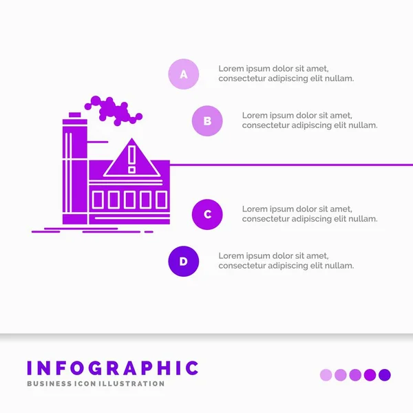 Contaminación Fábrica Aire Alerta Industria Infografías Plantilla Para Sitio Web — Vector de stock