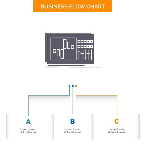 Contrôle Égaliseur Égalisation Son Studio Business Flow Chart Design Avec — Image vectorielle