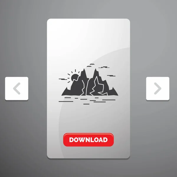 ธรรมชาต นเขา เขา ไอคอนน Glyph Carousal Pagination Slider Design Red — ภาพเวกเตอร์สต็อก