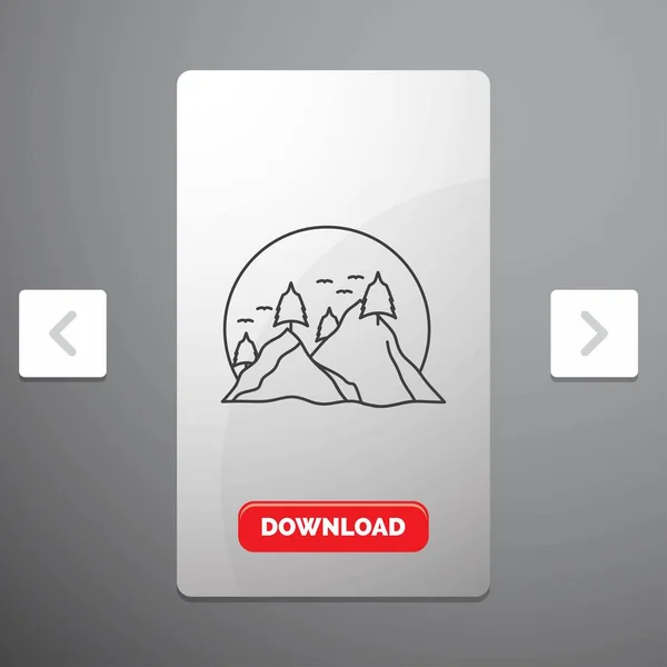 Холм Пейзаж Природа Горы Солнце Линия Икона Carousal Pagination Слайдер — стоковый вектор