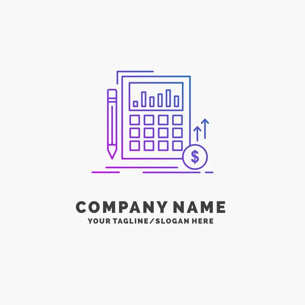 Cálculo Datos Financiera Inversión Mercado Purple Business Logo Template Lugar — Vector de stock