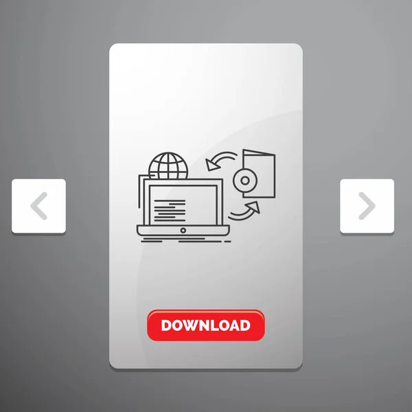出版线图标在卡蒙分滑块设计 红色下载按钮 — 图库矢量图片
