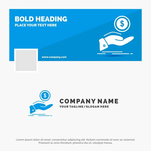 Blue Business Logo Template Aiuto Cash Out Debito Finanza Prestito — Vettoriale Stock