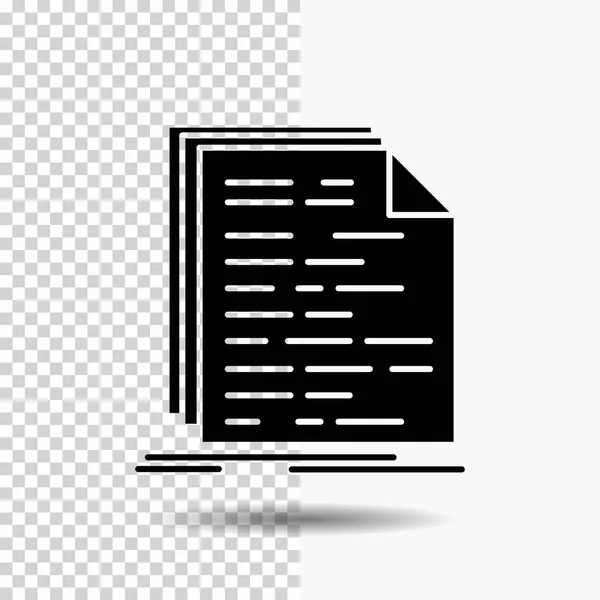 Code Coding Doc Programming Script Glyph Icon Transparent Background Black — Stock Vector