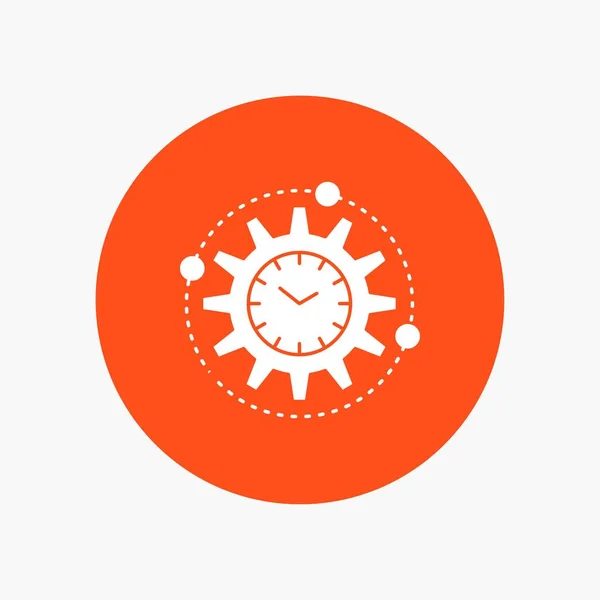 Efficienza Gestione Elaborazione Produttività Progetto White Glyph Icon Circle Illustrazione — Vettoriale Stock