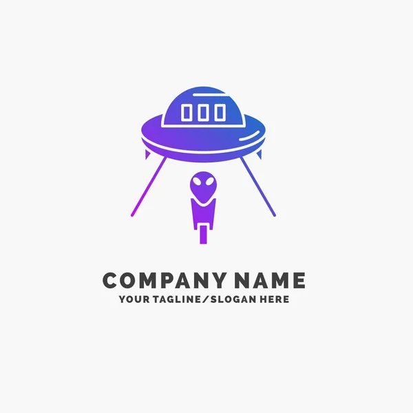 Alien Space Ufo Astronave Mars Purple Business Logo Template Lugar — Vector de stock