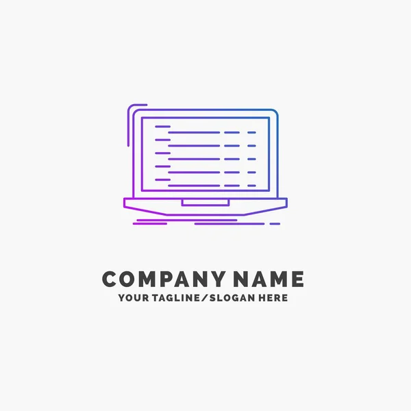 Api App Codering Ontwikkelaar Laptop Paarse Business Logo Template Plaats — Stockvector