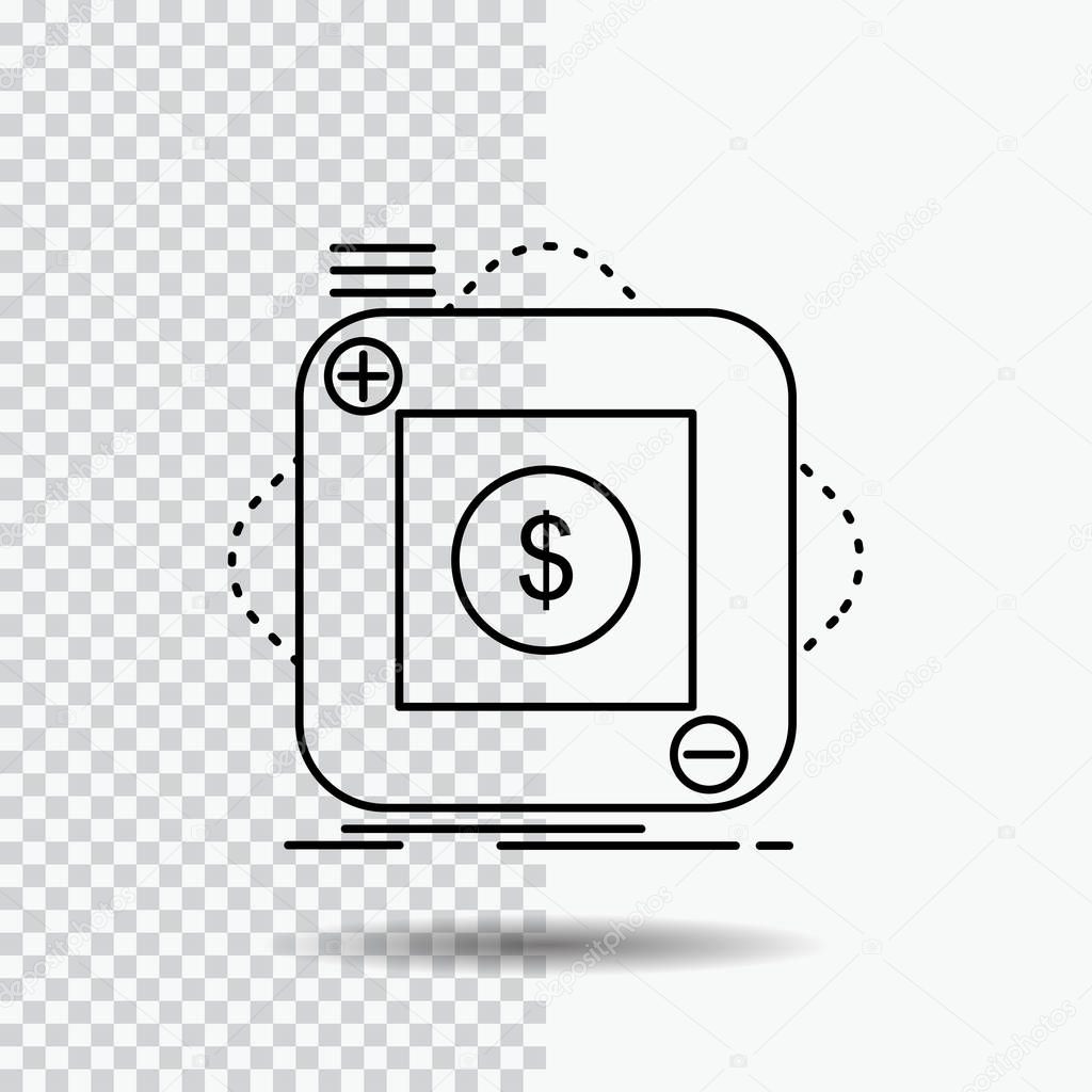 purchase, store, app, application, mobile Line Icon on Transparent Background. Black Icon Vector Illustration