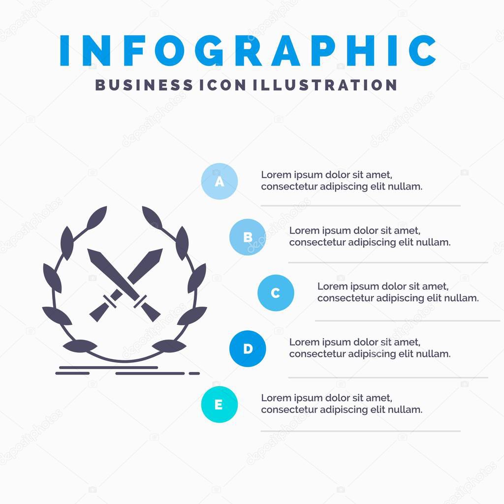 battle, emblem, game, label, swords Infographics Template for Website and Presentation. GLyph Gray icon with Blue infographic style vector illustration.