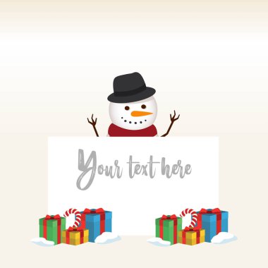 Güzel Noel kardan adam ve Noel Baba arka plan düz tasarımı ile