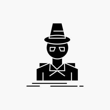 Dedektif, kesmek, gizli, casus, hırsız glif simgesi. İzole vektör çizim