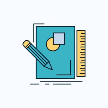 Robot resim, çizim, tasarım, çizmek, geometri düz simgesi. yeşil ve sarı işaret ve sembolleri Web sitesi ve mobil appliation için. vektör çizim