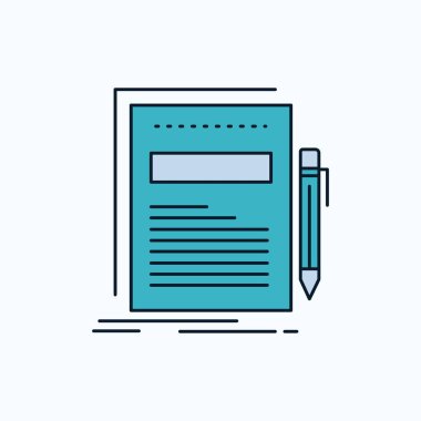 İş, belge, dosya, kağıt, sunu düz simgesi. yeşil ve sarı işaret ve sembolleri Web sitesi ve mobil appliation için. vektör çizim