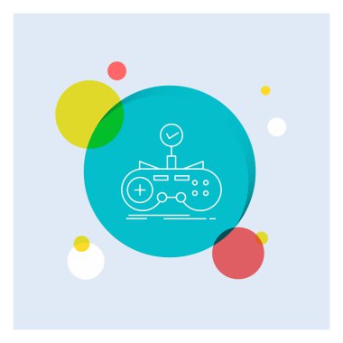 Kontrol, denetleyicisi, oyun, gamepad, beyaz satırı simgesi renkli daire arka plan oyun