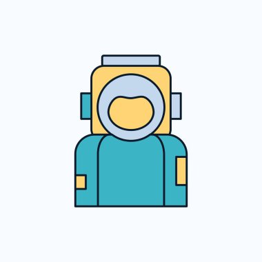 astronot, uzay, uzaylı, kask, düz simgesi uygun. yeşil ve sarı işaret ve sembolleri Web sitesi ve mobil appliation için. vektör çizim